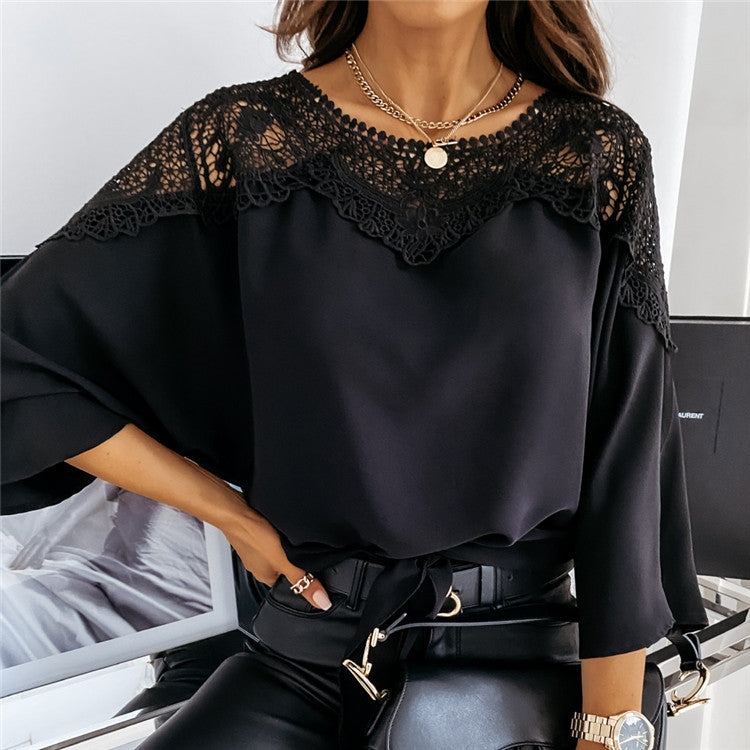 BATWING SLEEVE CHIFFON TOP