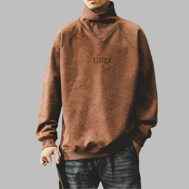 COTTON BLEND HIGH NECK SWEATSHIRT