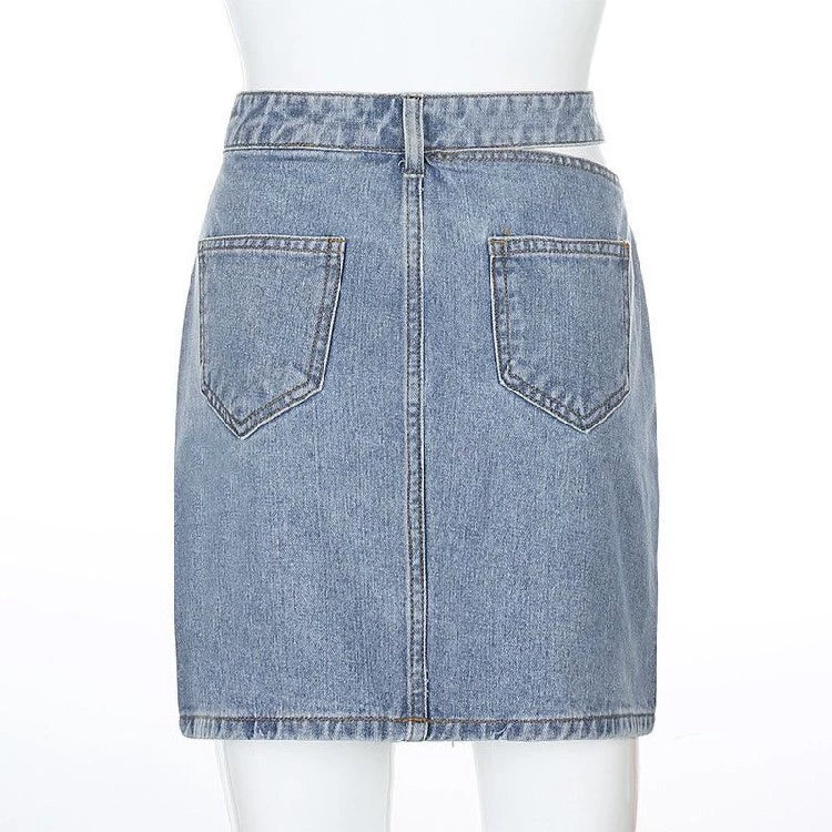SUMMER CUTOUT DENIM SKIRT