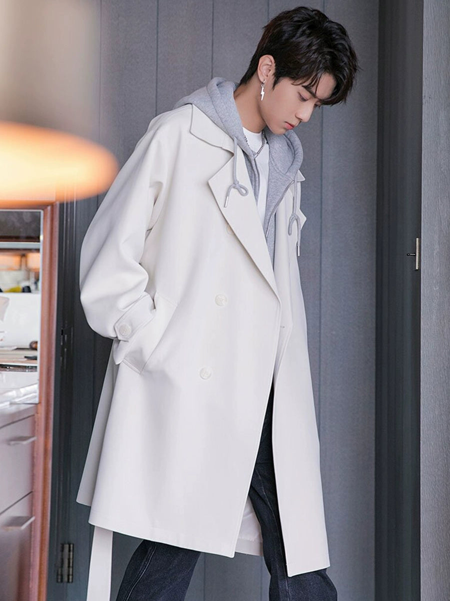 FAKE TWO-PIECE HOODED COAT