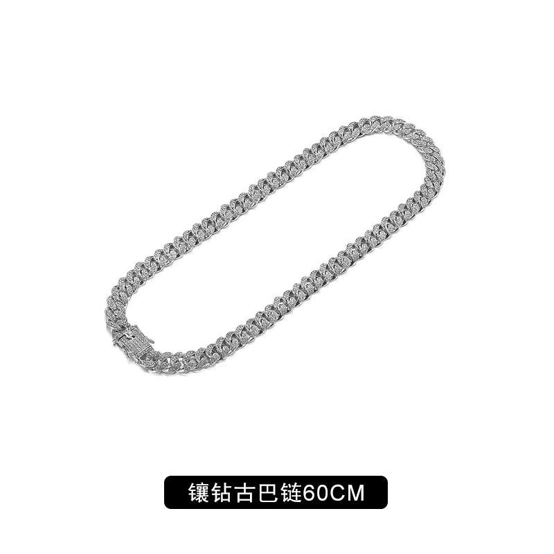 925 CUBAN NECKLACE WITH DIAMONDS