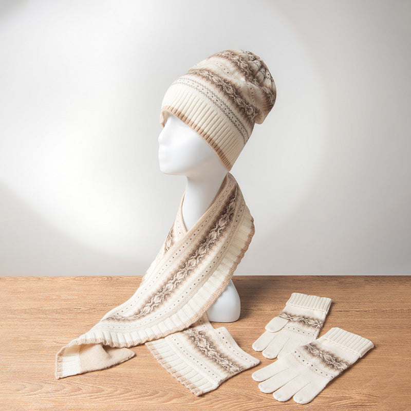 CASHMERE JACQUARD KNITTED THREE-PIECE SET