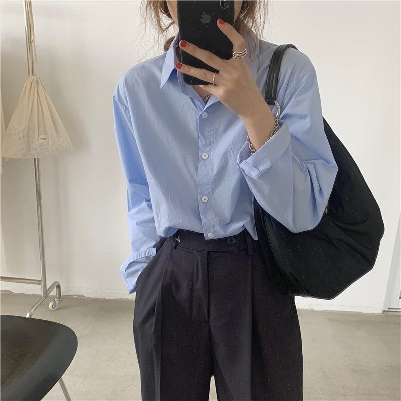 COTTON BLEND BUTTON-UP SHIRT