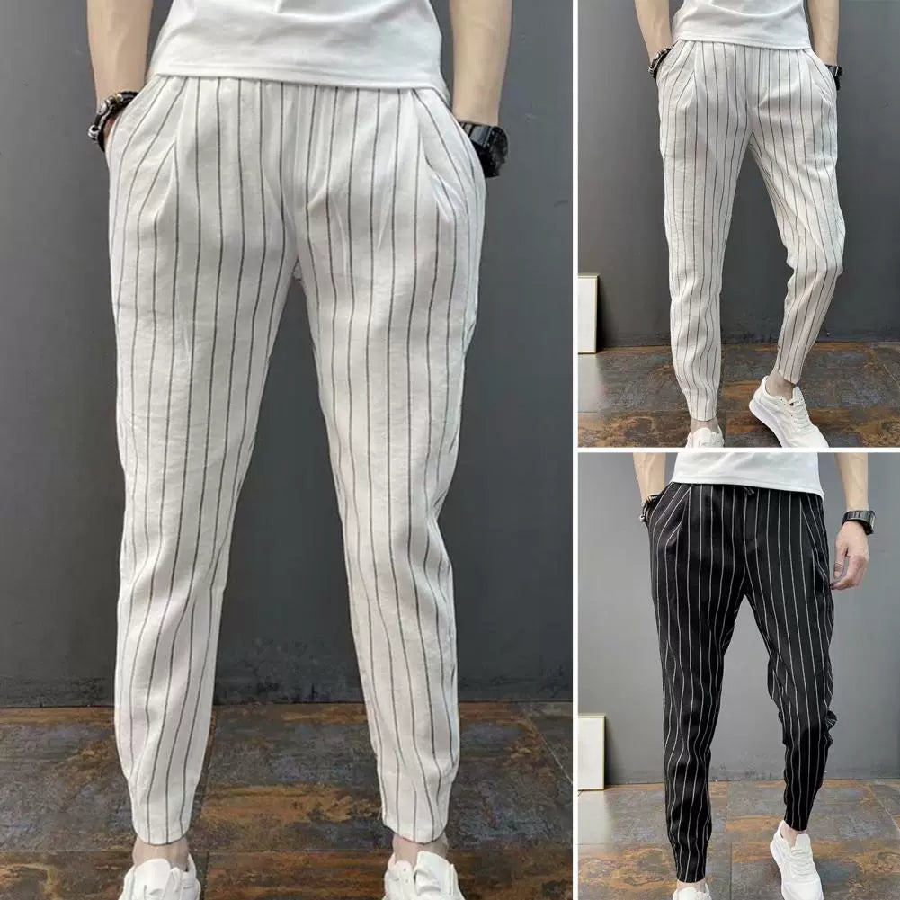 MEN HAREM PANTS STRIPED DRAWSTRING