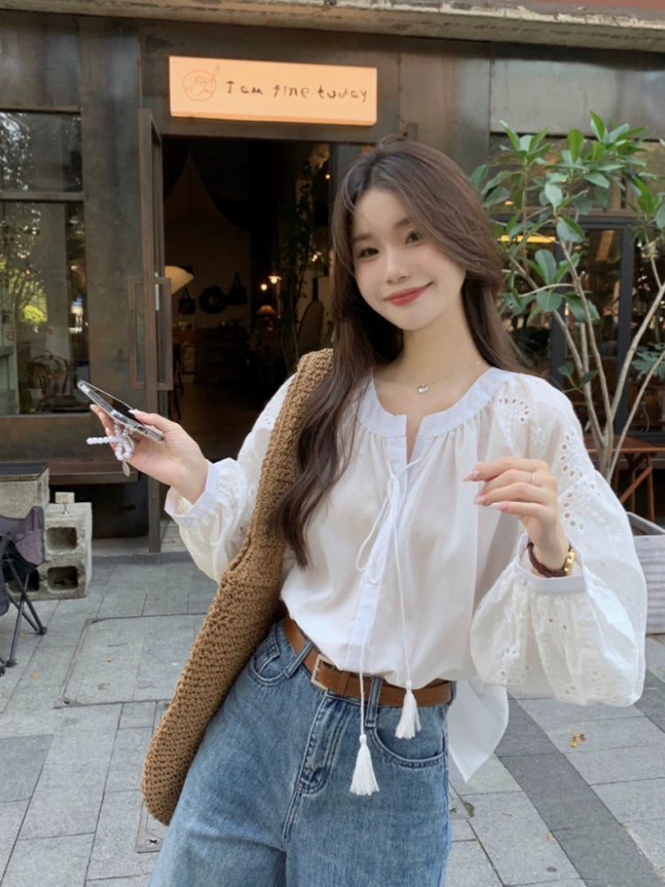 WHITE FRENCH LONG SLEEVE