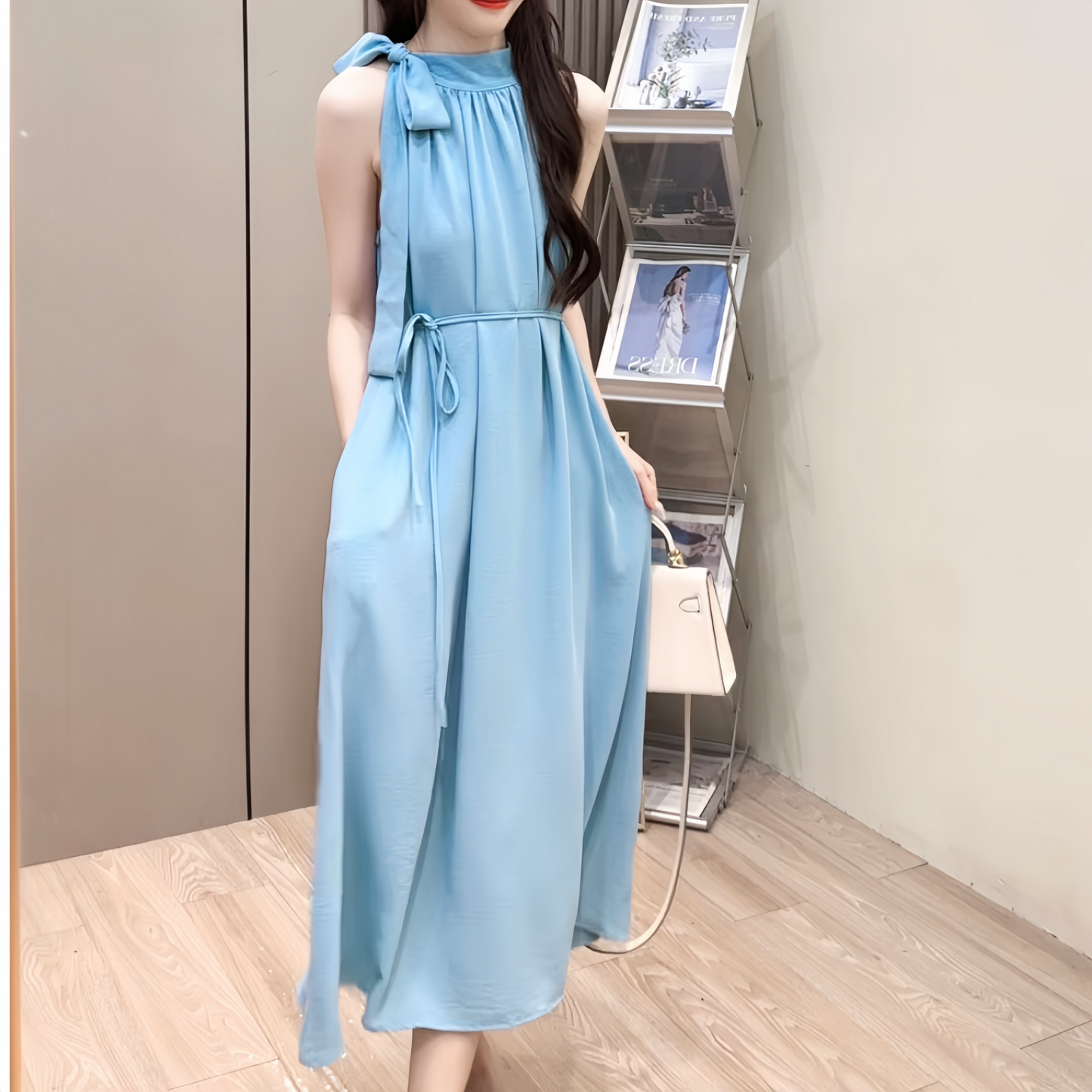 FRENCH SUMMER HALTER DRESS