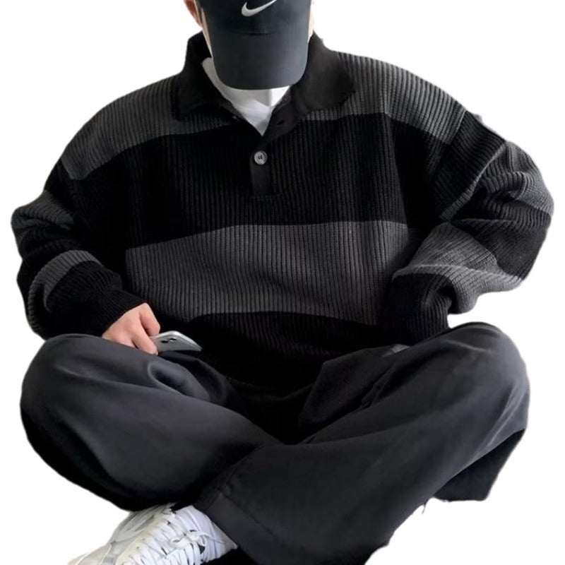 BLACK STRIPED SWEATER