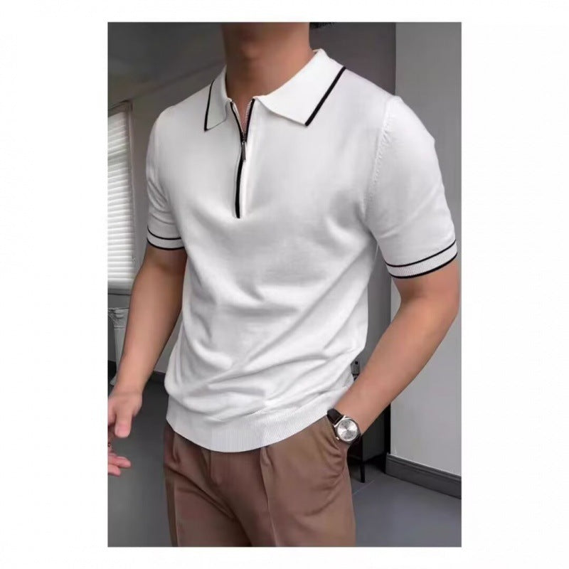 HALF ZIP KNIT SHORT SLEEVE
