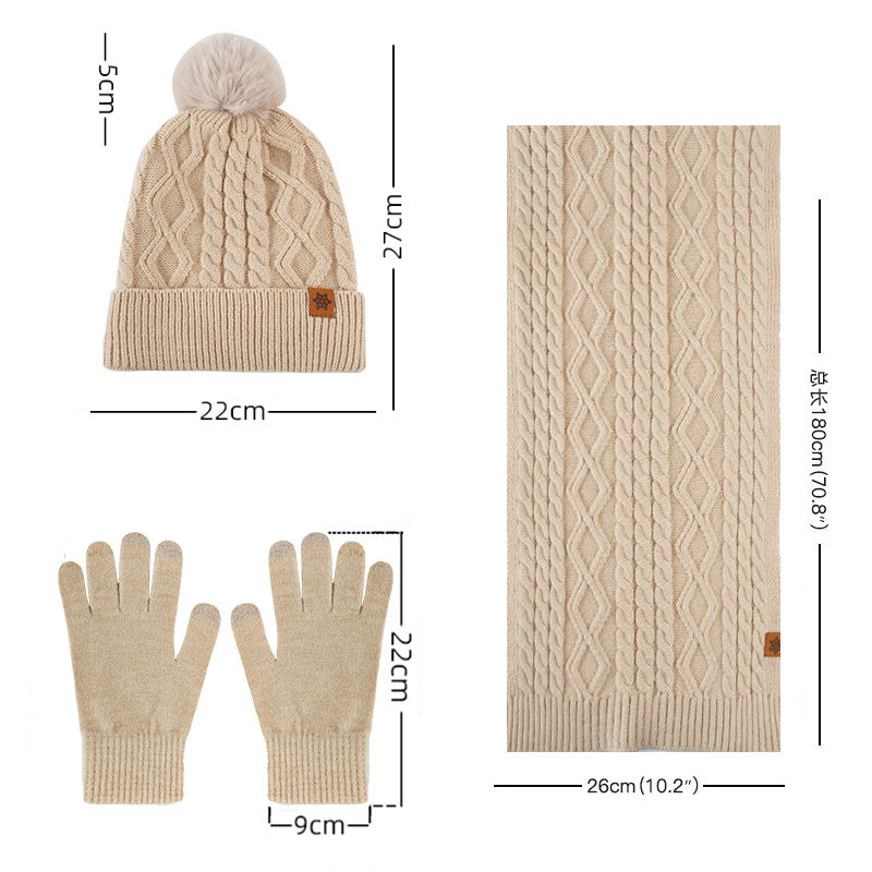 KNIT HAT, GLOVES AND SCARF SET