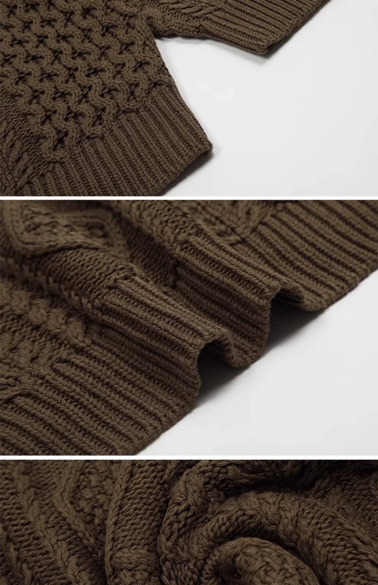 ZAREAL FASHION CABLE KNIT SWEATER