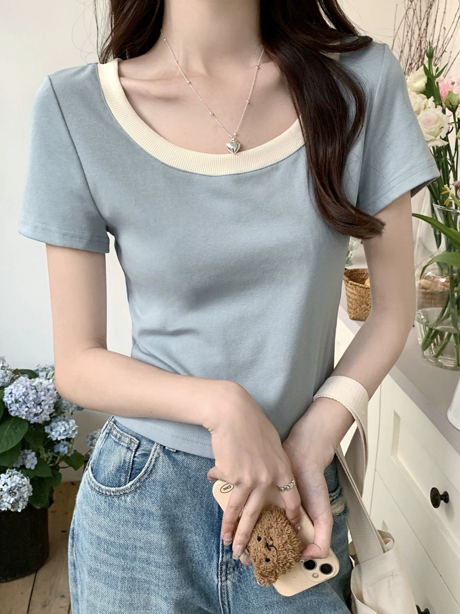 SLIM U-NECK CROP TOP