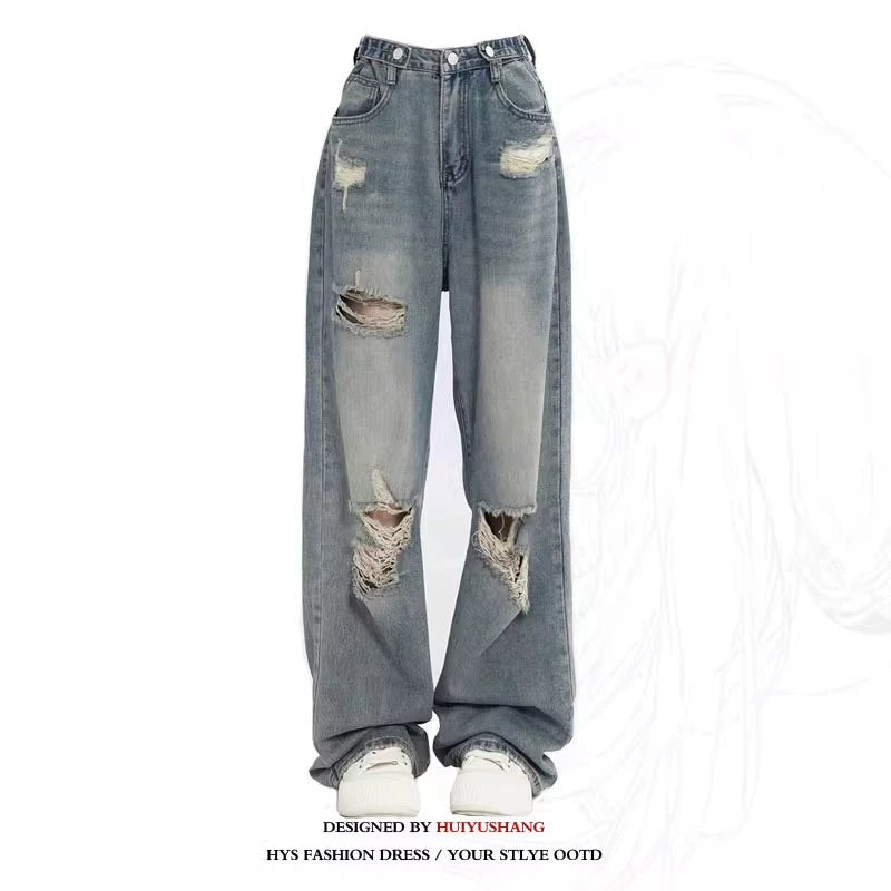 RIPPED WIDE-LEG JEANS