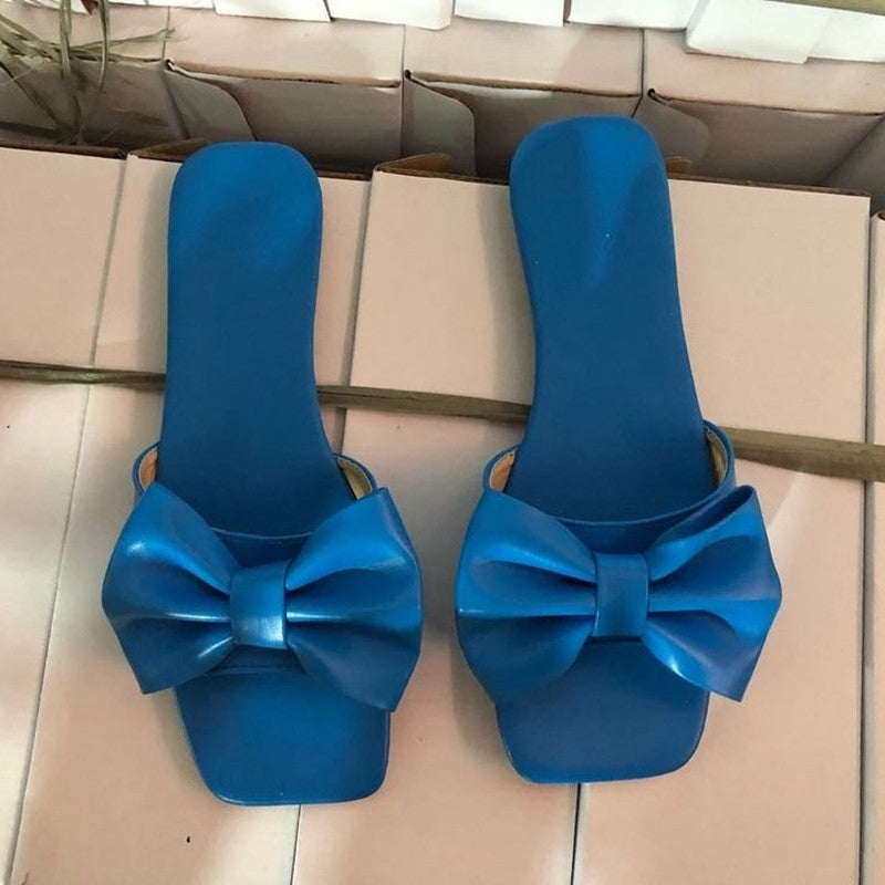 ZAREAL RIBBON SLIDE SANDALS