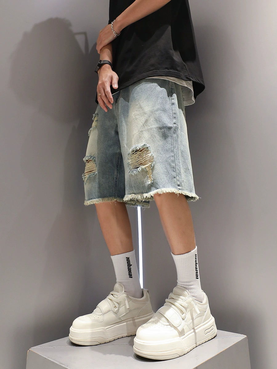 RIPPED DENIM SHORTS