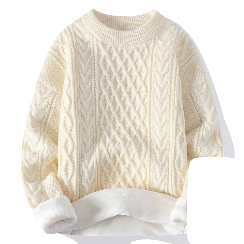 ROUND NECK KNITTED TWIST SWEATER
