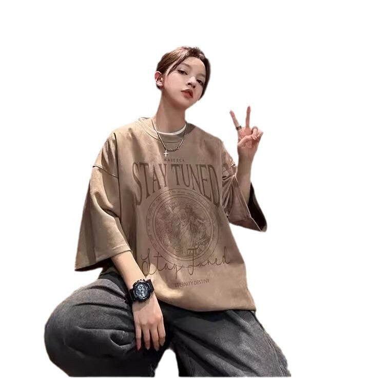 SOLID SUEDE ROUND NECK T-SHIRT