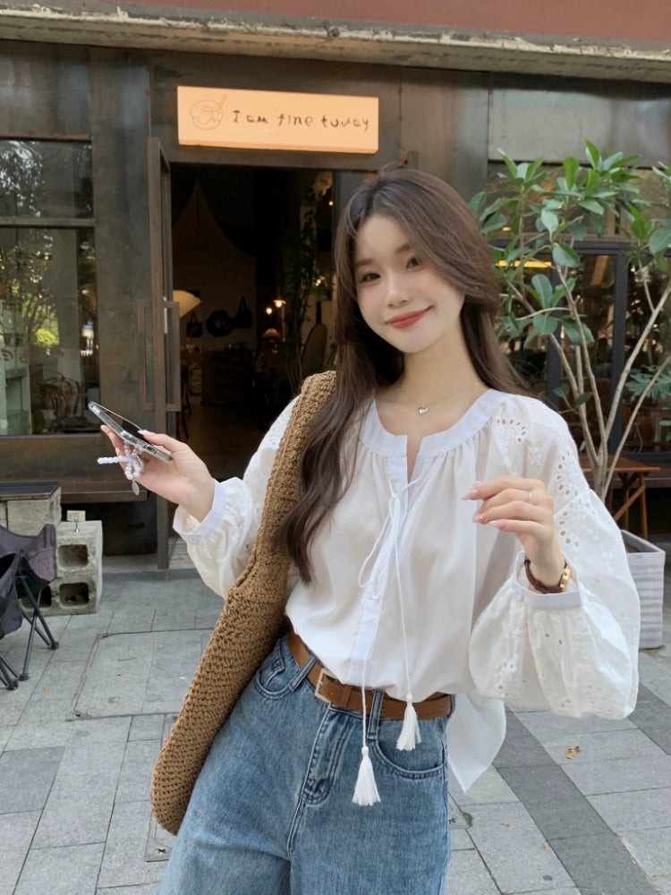 WHITE FRENCH LONG SLEEVE