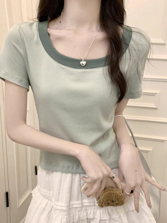 SLIM U-NECK CROP TOP