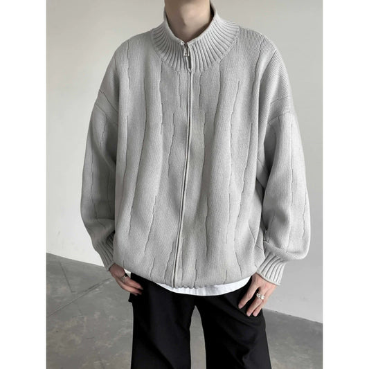 STAND COLLAR ZIP CARDIGAN