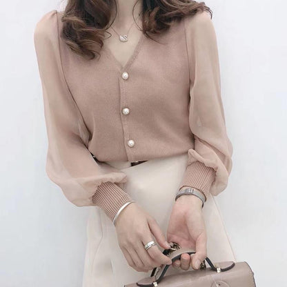 V-NECK CHIFFON TOP