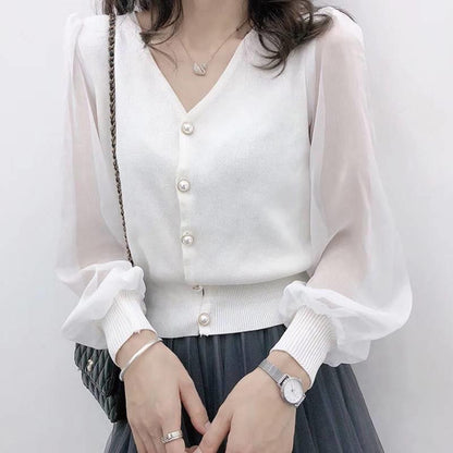 V-NECK CHIFFON TOP