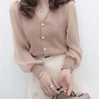 V-NECK CHIFFON TOP