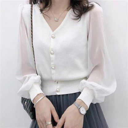 V-NECK CHIFFON TOP