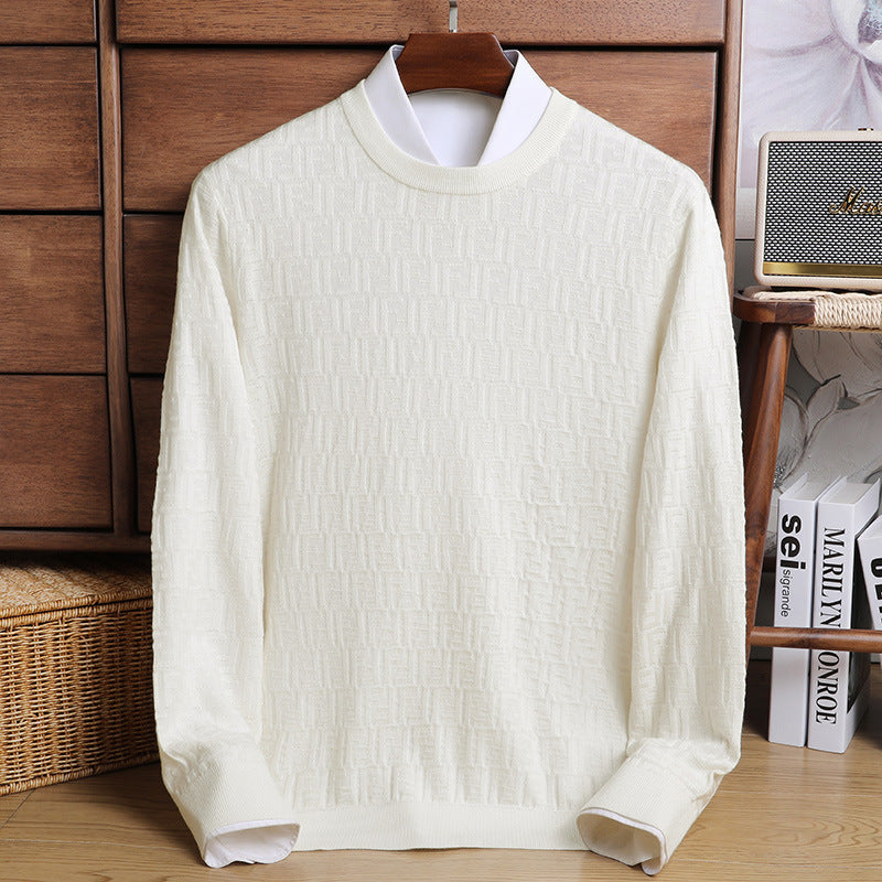 ROUND NECK JACQUARD CASHMERE