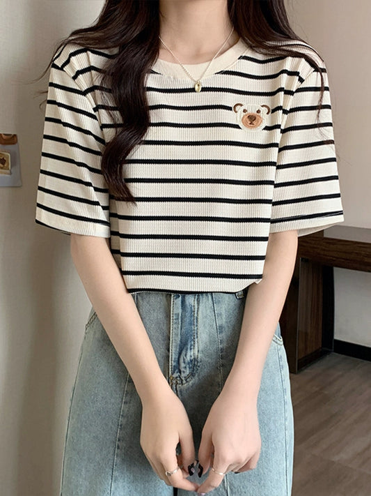 STRIPED LOOSE CREW NECK
