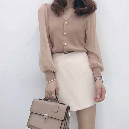V-NECK CHIFFON TOP